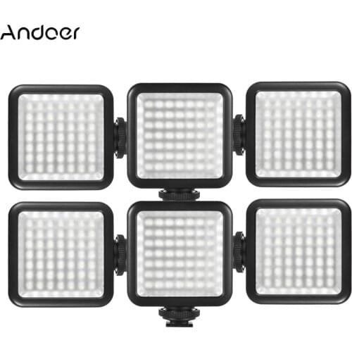 Andoer W49 Mini Interlock Camera LED Panel Light 1/4/6 Video Light+ Shoe Mount Adapter for Canon Nikon Sony A7 DSLRs Cameras