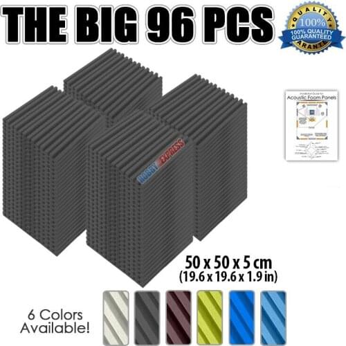 Arrowzoom 96 pcs Pack Metro Striped Acoustic Studio Panel Soundproof Foam 50x50x5cm (19.6x19.6x1.9in) KK1041