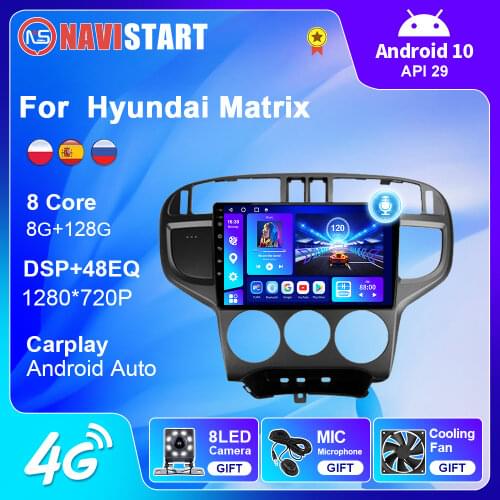 6+128G For Hyundai Matrix 2001-2010 Car Radio Multimedia Stereo Auto DSP BT Carplay 4G WIFi Camera Android 10 2 Din DVD Player