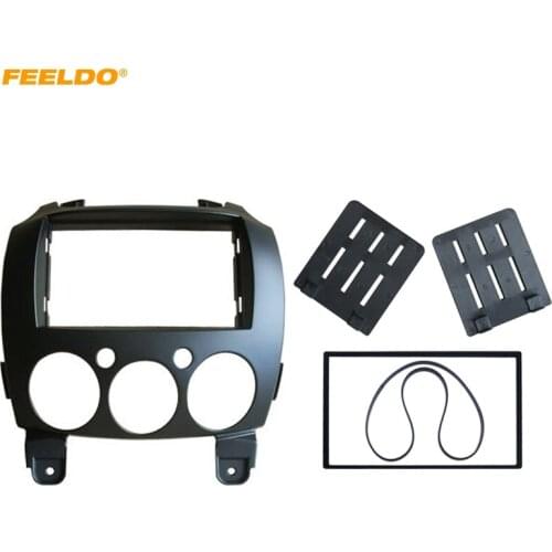 FEELDO Car 2 Din Refitting Frame Panel for Mazda 2 2010 Demio 2007+ Stereo Radio Fascia Dash Mounting Trim Kit Face Frame #5002