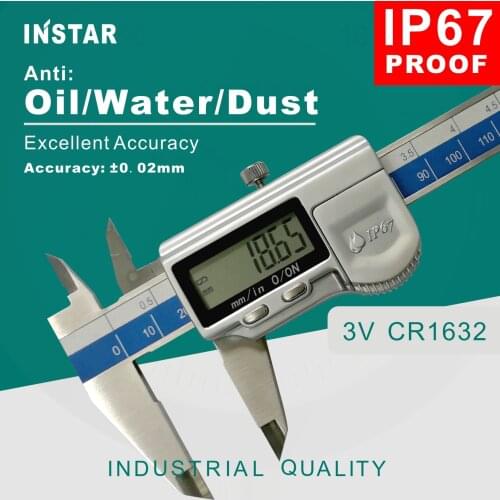 INSTAR Digital Vernier Caliper IP67 Coolant Proof 0-150mm/6" Industrial Quality High Precision IP54 Caliper 0.01mm Water Proof