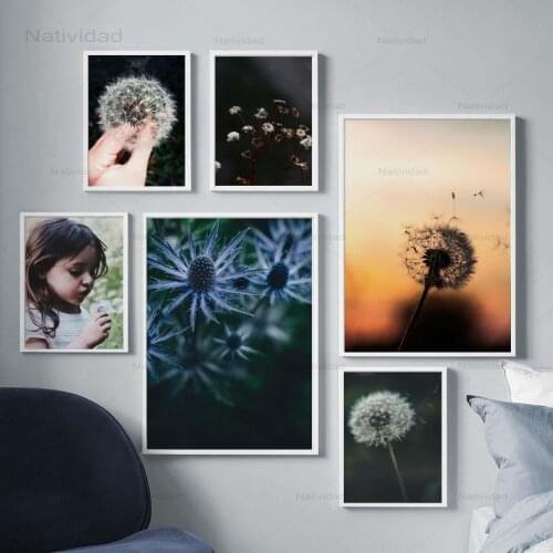 Girl Dandelion Landscape Wall Art Print Canvas Painting Nordic Posters and Prints Wall Pictures for Living Room Bedroom Decor