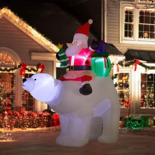 Giant Santa Claus Riding Polar Bear Christmas Inflatable Shaking Head Doll Indoor Outdoor Garden Xmas Decoration Inflatable Toys