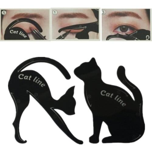 Makeup Tools New Eyebrow Stencils Cat Eyeliner Model Stencil Kit Guide Template Maquiagem Double Wing Eye Shadow Frame Card