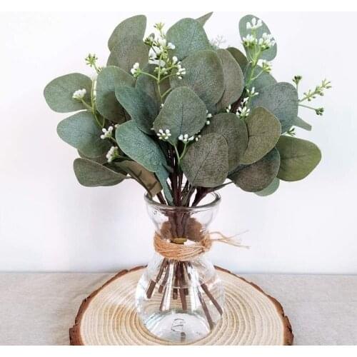 5Pcs Artificial Eucalyptus Leaves Artificial Plants for Floral Bouquets Stems Eucalipto Branches Wedding Decoration Home Decor