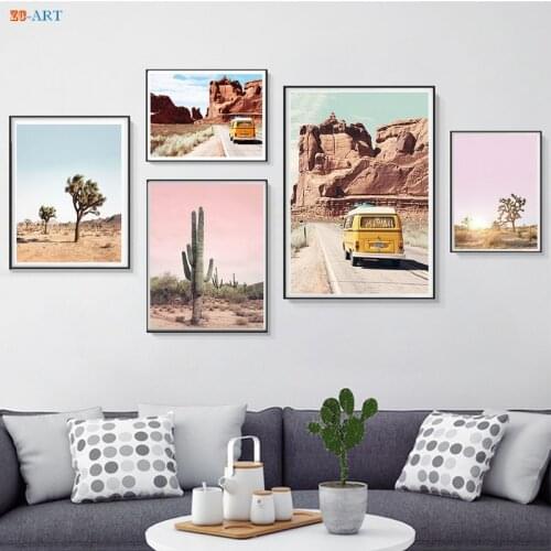 Joshua Tree Cactus Poster Print California Desert Canvas Painting Wall Art Pictures Modern Boho Minimalist Art Home Decor