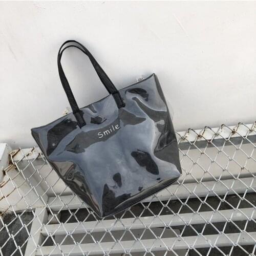 Korean version of large-capacity Tote Bag Fashion Handbag with transparent inclined bag