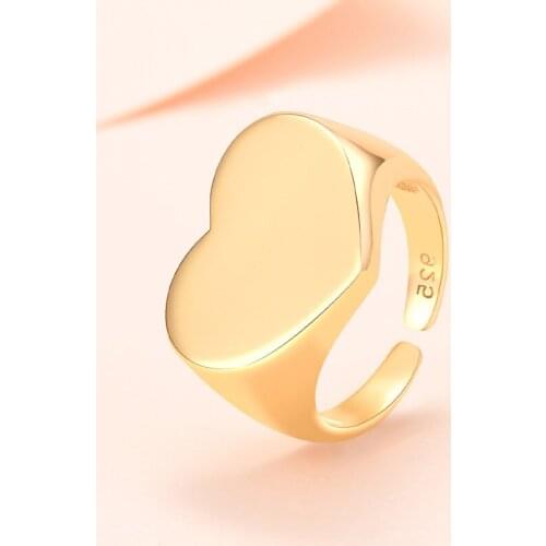 Lyvior Thick Dome Chunky Rings for Women Gold-Plated Heart-Shaped Minimalist Ring Adjustable Anniversary Gifts for Womem