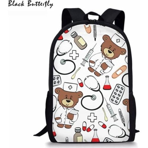 Black Butterfly Cute Teddy School Bags Children Bag Cartoon Print Backpack For Girls Boys Satchels Kids