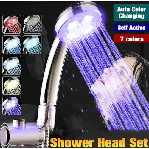 7 Color Changing LED Shower Head High Pressure Water Saving Shower Spray Head Handheld Showerheads No Batteries Needed 20MAR27