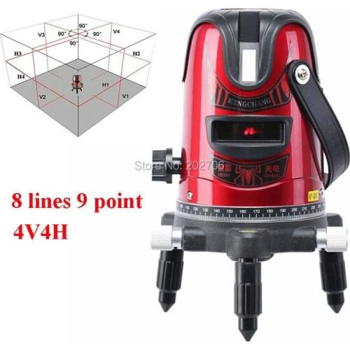 High quality 8 lines 9 point Cross line laser level 4V4H 360degree rotary laser level laser line Beam Leveling Gradienter Lase