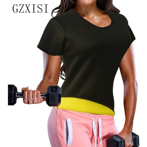 New Neoprene Corset Body Shaper Slimming Shapewear Waist Trainer Plus Size Short Sleeve Shaper Top Neoprene Shirt Women