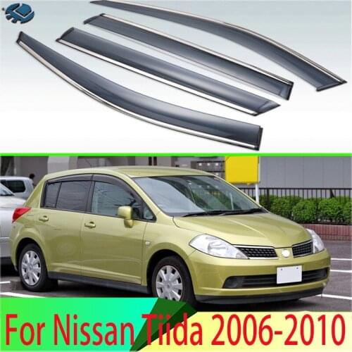 For Nissan Tiida 2006-2010 First generation (C11) Plastic Exterior Visor Vent Shades Window Sun Rain Guard Deflector 4pcs