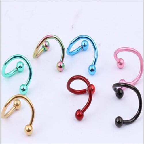 Prevent Allergy Titanium Steel Male And Female Punk SPA Ring Electrophoresis S Rod Lip Ring Earrings Ear Buckle 1.2*10*3mm
