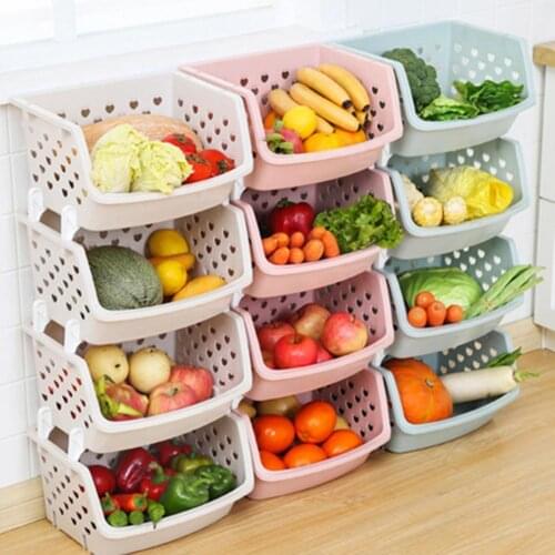 Durable Stackable Storage Basket Hollow Fruit Vegetable Organizer Kitchen Tool Kitchen Room Tableware For Kitchen Organizer