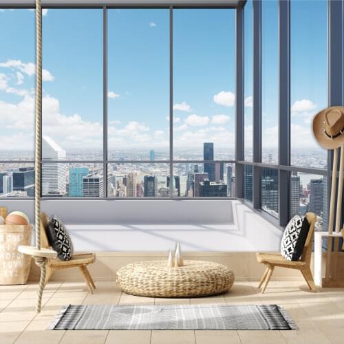 ShineHome-3d Large Custom Office Window Building View Wallpapers 3 d Wall Paper Wallpaper Mural Roll for Living Room Home Decor