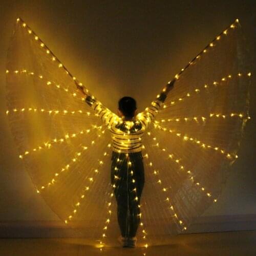 Belly Dance LED Isis Wings Colorful Popular Stage Performance Props Belly Dancing Wings Props With Stick Belly Dancing Accessory
