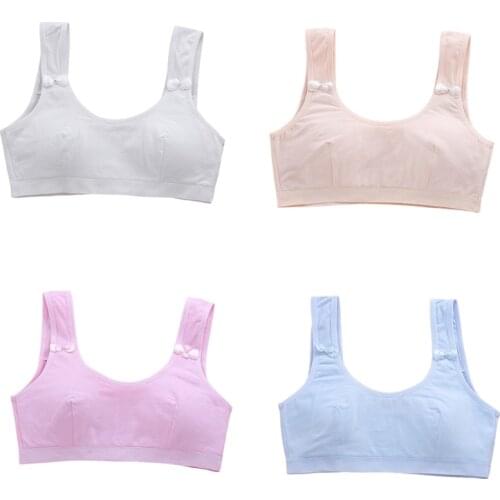 Crop Tops with Sponge Pad Padded Girls Sports Training Bra Soft Underwear for Puberty Teenage Girls Cotton Bra Training