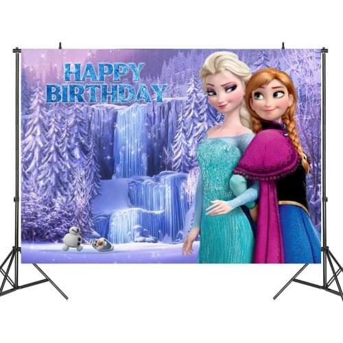 Frozen Anna Elsa Princess Photography Backgrounds Decoration Vinyl Cloth Party Backdrops For Kids Girl Birthday Party Supplies
