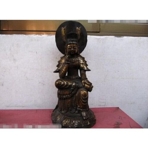 Collectible bronze lion statue S0152 Tibet Buddhism Bronze Copper museful Kwan-Yin Guan Yin Bodhisattva Buddha Statue
