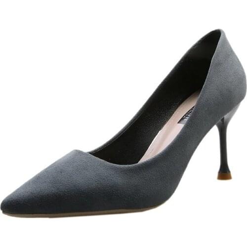 2021 New Fashion Flannel Office Casual Women Shoes 8CM High Heels Summer Thin Heels Office & Career Woman Pumps Solid Mules Hot