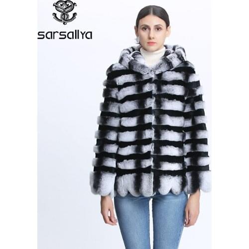Women Fur Coat Rabbit With Hood Winter Rex Rabbit Fur Coats For Women Real Fur Jackets Striped Long Sleeves Casual Clothes Slim