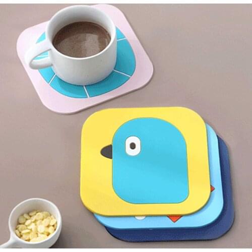 1PC Silicone Dining Tableware Placemat Coaster Kitchen Accessories Mat Cup Bar Mug Cartoon Table Bird Lion Fish Drink Pads