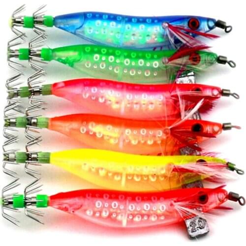 1Pcs mini Luminous Shrimp Fishing Lure Squid Night Fishing Squid Jigs Bass Bait Fish Tackle Equipment Accessories Random color