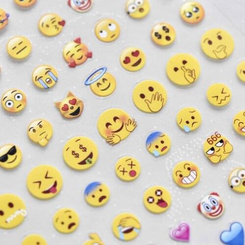 1pcs Tomoni Thin Tough 365 Moji Hot Cute Manicure Sticker Japanese Sticker 5D Nail Sticker Yellow Face Expression