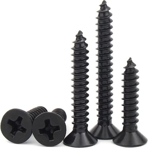 10/100 Mini Small Black 304 Stainless Steel Cross Phillips Flat Countersunk Head Self Tapping Wood Screw M1.7 M2 M2.5 M3 M3.5 M4