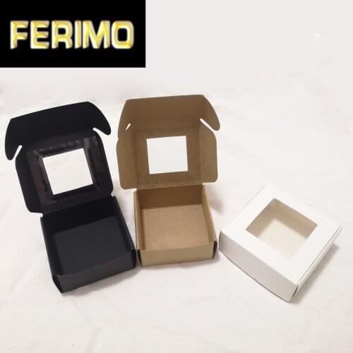 10pcs/lot Small Kraft paper packaging box with window,cardboard handmade soap box,mini personalized craft paper jewelry gift box