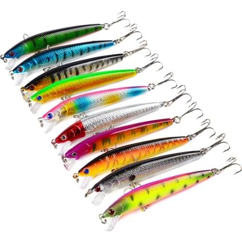 100PC 9.5cm 9g Fishing Lure Quality Minnow Lure 3D Eyes Plastic Hard Bait Pesca Artificial Jig Wobblers Crankbait Fishing Bait