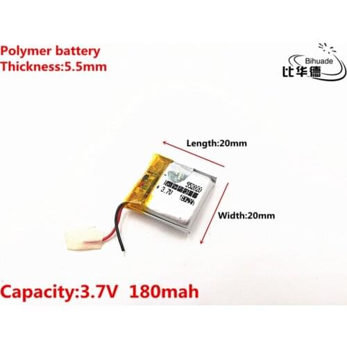 3.7V 180mAH 552020 Polymer lithium ion / Li-ion Rechargeable battery for DVR,GPS,mp3,mp4