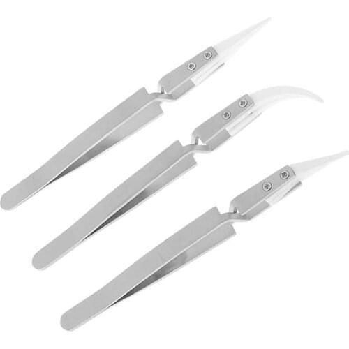 Big deal 3 Pack Antistatic Ceramic Tweezers Tweezers Inverted Tweezers Precision Heat Resistant Tweezers