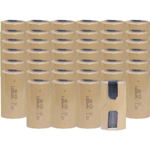 40 pcs SC battery 1.2V SUBC real capacity fast delivery batteries rechargeable 1300mah flat top for makita for hitachi