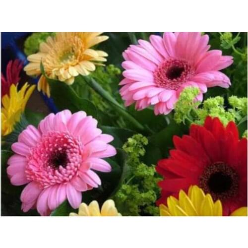 5D DIY Full Square Beautiful Flower Gerbera Embroidery Cross Stitch Diamond Painting Mosaic Needlework Wall Decoration FH905