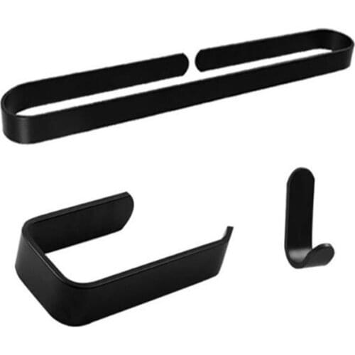 Bathroom Accessories Black Towel Rack Hook Paper Holder Adhensive Organizer Shelf