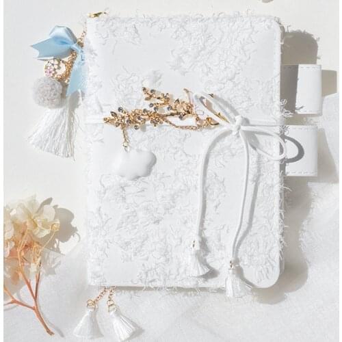 Chiffon fabric Original pendant Travel Notebook A6 Grid pages Diary Girl heart Soft material Notepad Stationery Supplies Gift