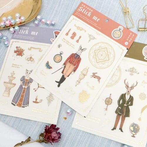 15pcs/lot Cute animal serie Hot stamping paper decoration sticker for DIY diary album decoration scrapbooking sticker
