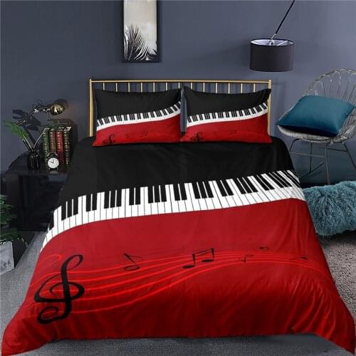 Home Living Luxury Piano Notes Print 2/3Pcs Duvet Cover Set Pillowcase Queen Size and King Size Kid Bedding Set EU/US/AU Size