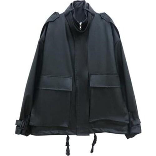 Autumn Winter New Womens Leather Coats Loose Large Size Lady PU Leather Jackets Trendy Female Harajuku Vintage Outerwear Ribbon