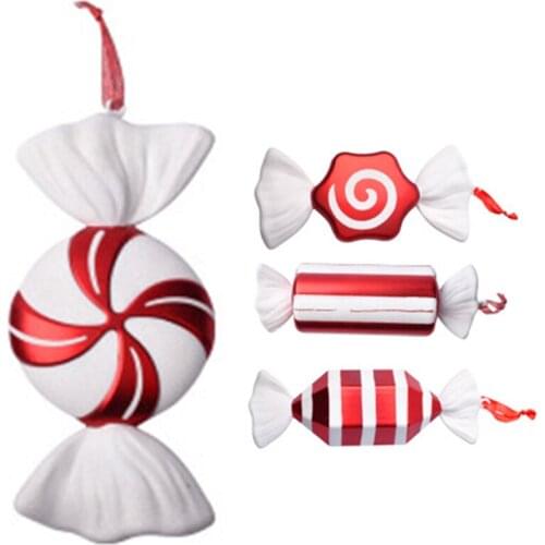 Hot YO-Christmas Decorations Scene Layout Gift Ornaments Pendant DIY Candy 30CM Red and White Color Candy Stage Layout