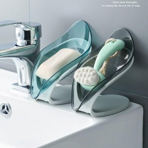 Leaf Shape Soap Holder Creative Bathroom Soap Box Kitchen Dish Storage Non-slip Drain Soap Storage Case Container
