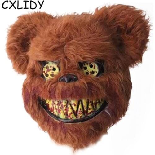 Teddy Bear Bloody Rabbit Mask Masquerade Scary Wolf Mask Halloween Cosplay Horror Props Halloween Party Mask aa096