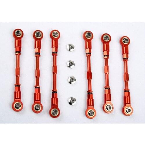 CNC Metal Front (Short) & Rear (Long) Upper Suspension Tie Rods and Steering Pull Rods Set for 1/5 LOSI 5IVE-T Rovan LT KMX2