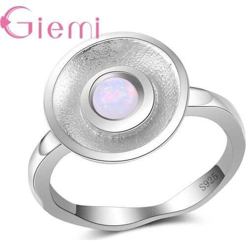 Mystic Geometric Shape 925 Sterling Silver Finger Rings Shiny Statement Jewelry for Women Fire Opal Engagement Bague