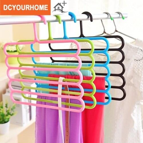 2PCs Multi Layer S Type Trousers Rack Multifunctional Plastic Hanging Trousers Hanger Closet Organizer Dry Wet Amphibious Cabide