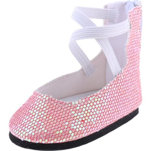 Trendy Pink Sequins Dance Shoes for 18'' AG American Doll OG/AG Dolls