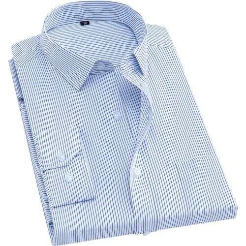 Fashion New 2017 Autumn Men Shirts Male Striped Formal Dress Shirts Long Sleeve Mens Brand Business Casual Shirts Size S-4XL