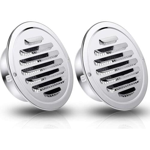 Stainless Steel Exhaust Port Round Louver Grille Cover Wall Wind Vent with Screen Mesh Suitable for Wall and Ceiling